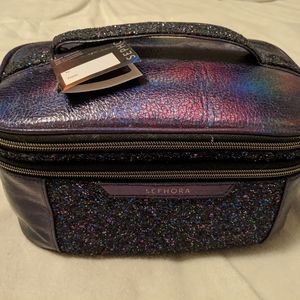 Purple holographic makeup bag